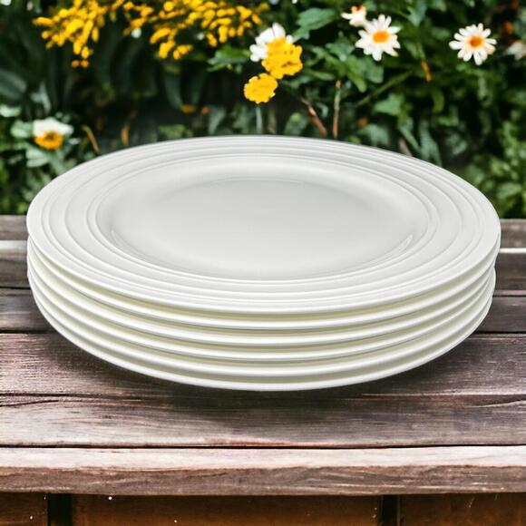 Mikasa Swirl White Bone China Set Of 6 Round Dinner Plates 11 1/4"